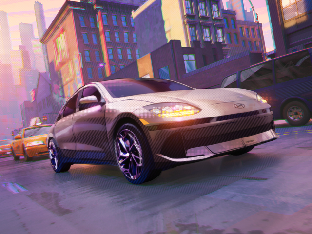 Parteneriatul Hyundai - Sony Pictures continua  cu cel de-al treilea film: „Spider-Man: Across the Spider-Verse” - Hyundai X Spider-verse_Custom Animation - IONIQ 6 front.jpg