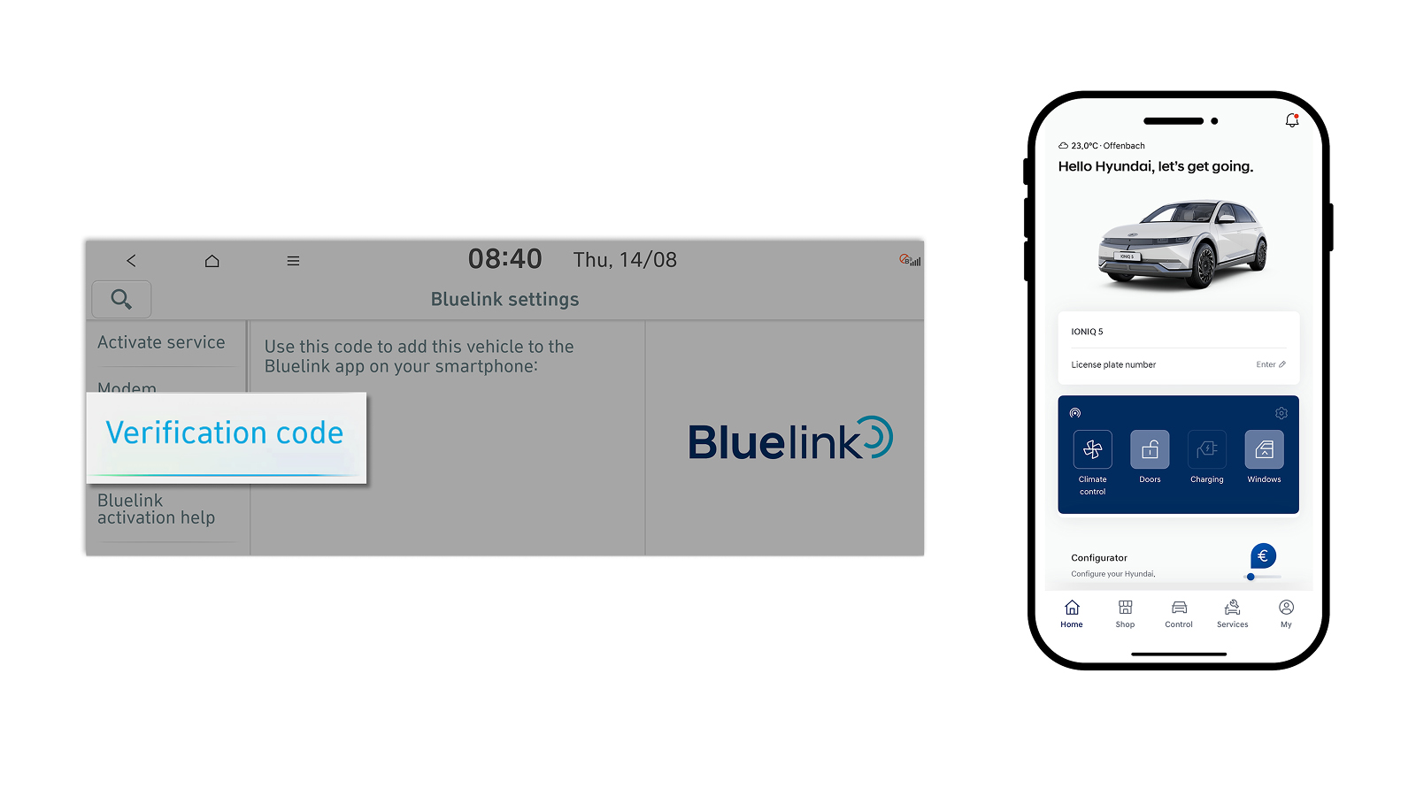 Gaseste codul de verificare si activeaza Bluelink